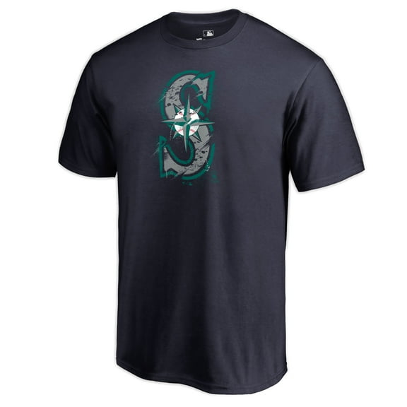 Men's Navy Seattle Mariners Splatter Logo T-Shirt
