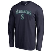 Mens Navy Seattle Mariners Team Lockup Long Sleeve T-Shirt