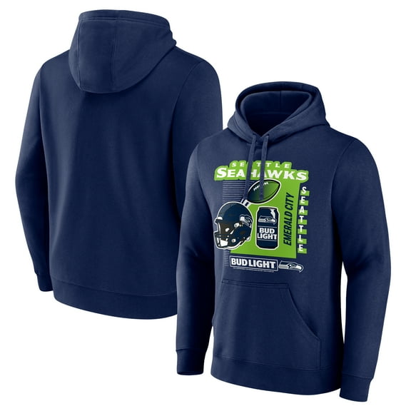 Men's Navy Seattle Seahawks Bud Light Pullover Hoodie
