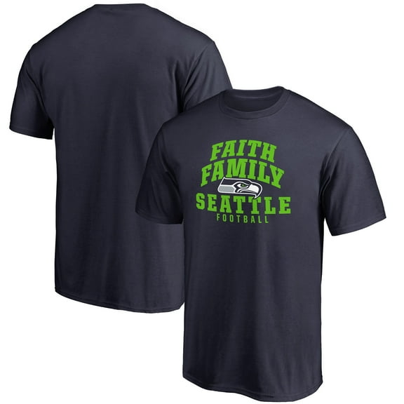 Men's Navy Seattle Seahawks Faith Family T-Shirt