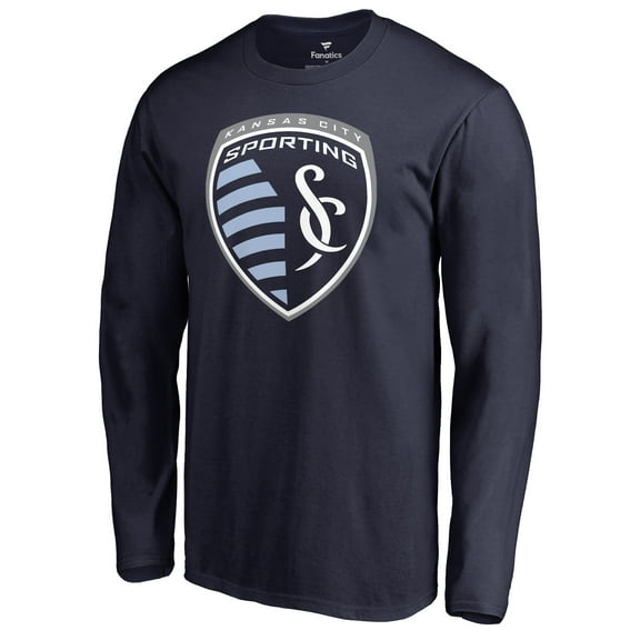 Men's Navy Sporting Kansas City Primary Logo Long Sleeve T-Shirt