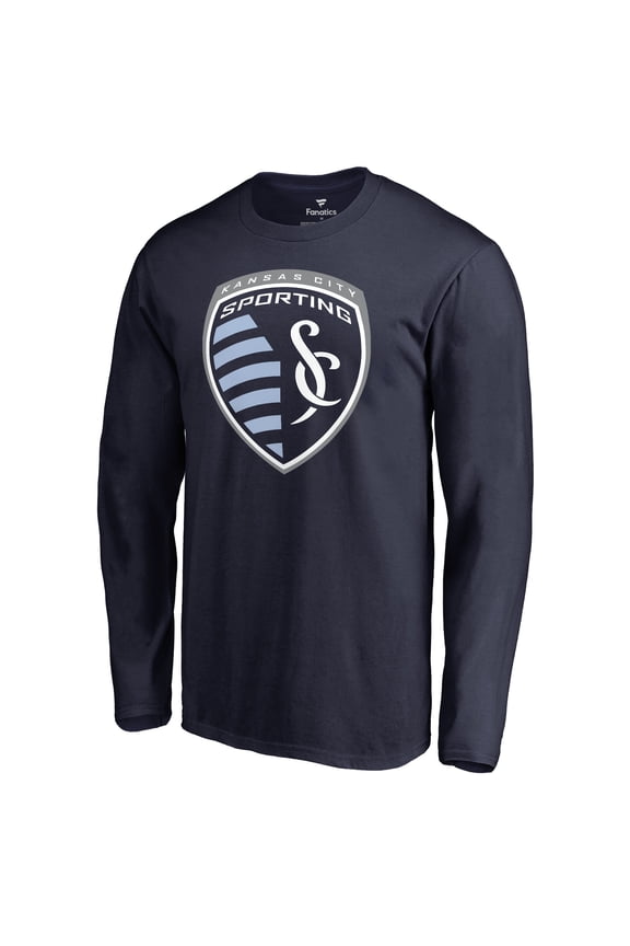 Men's Navy Sporting Kansas City Primary Logo Long Sleeve T-Shirt