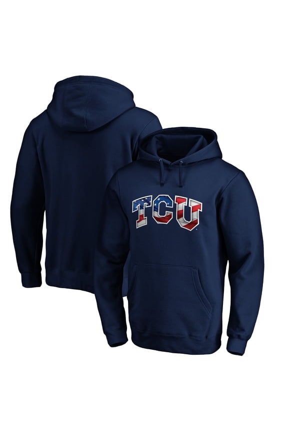 Men's Navy TCU Horned Frogs Banner Wave Pullover Hoodie