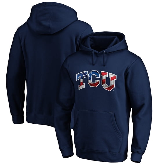 Men's Navy TCU Horned Frogs Banner Wave Pullover Hoodie