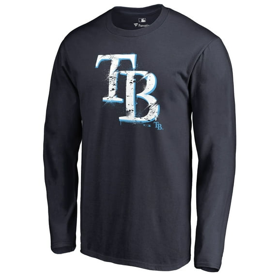 Men's Navy Tampa Bay Rays Splatter Logo Long Sleeve T-Shirt