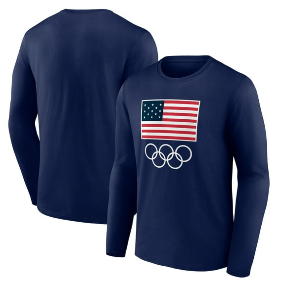Men's  Navy Team USA 2024 Olympics Primary Logo Long Sleeve T-Shirt