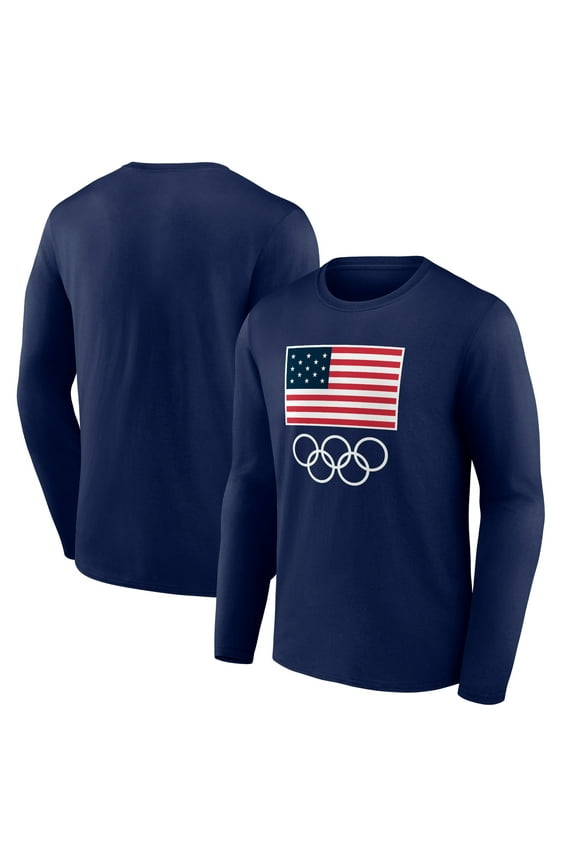 Men's  Navy Team USA 2024 Olympics Primary Logo Long Sleeve T-Shirt