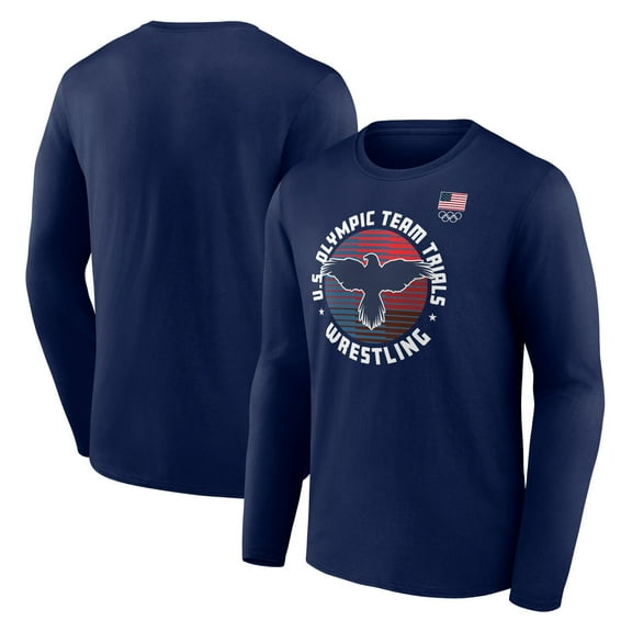 Men's  Navy Team USA U.S. Olympic Team Wrestling Trials Determined Bars Long Sleeve T-Shirt