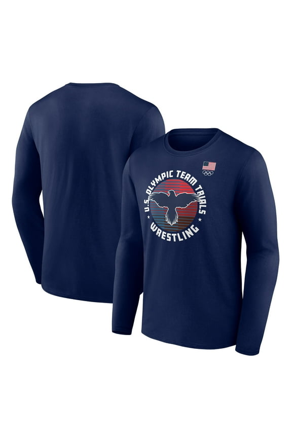 Men's  Navy Team USA U.S. Olympic Team Wrestling Trials Determined Bars Long Sleeve T-Shirt