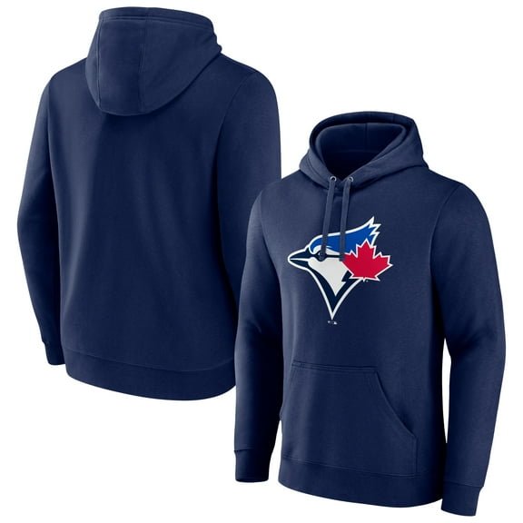 Men's Navy Toronto Blue Jays Official Logo Fitted Pullover Hoodie