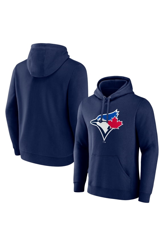 Men's Navy Toronto Blue Jays Official Logo Fitted Pullover Hoodie