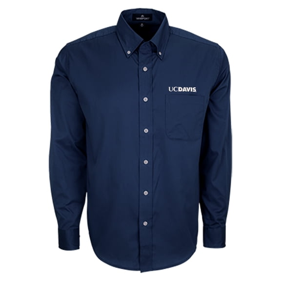 Men's Navy UC Davis Aggies Wicked Woven Long Sleeve Button-Down Shirt