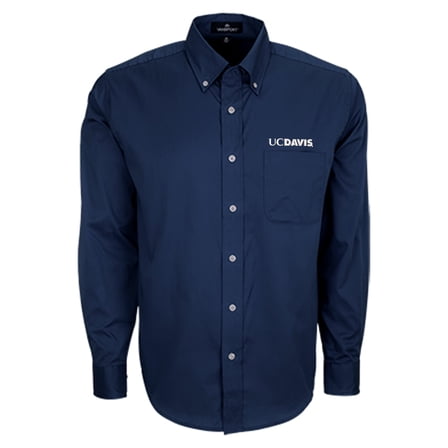 Men's Navy UC Davis Aggies Wicked Woven Long Sleeve Button-Down Shirt