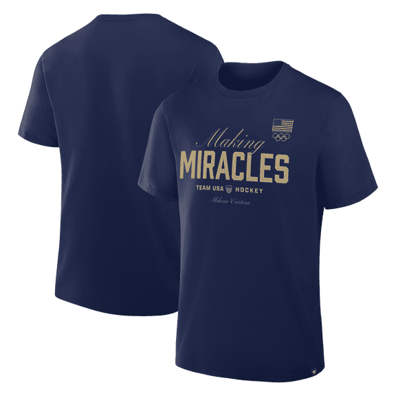 Men's Navy US Men's Olympic Hockey 2026 Winter Olympics Making Miracles T-Shirt