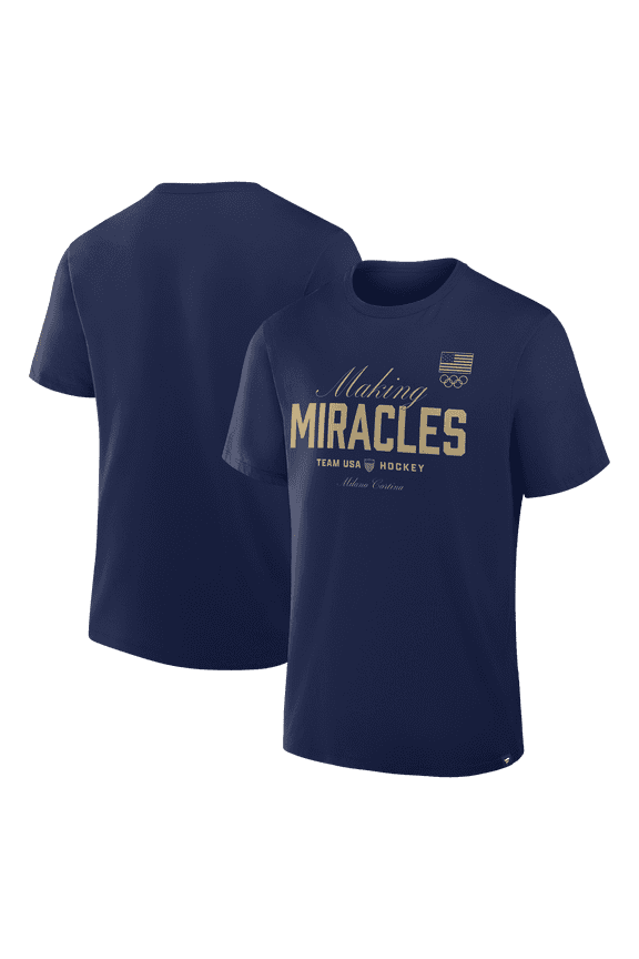 Men's Navy US Men's Olympic Hockey 2026 Winter Olympics Making Miracles T-Shirt