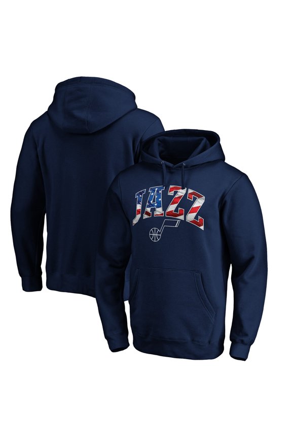 Men's Navy Utah Jazz Banner Wave Pullover Hoodie