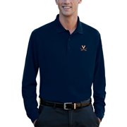 Mens Navy Virginia Cavaliers Vansport Omega Long Sleeve Solid Mesh Tech Polo