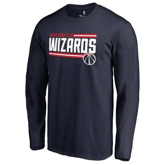 Men's Navy Washington Wizards Onside Stripe Long Sleeve T-Shirt