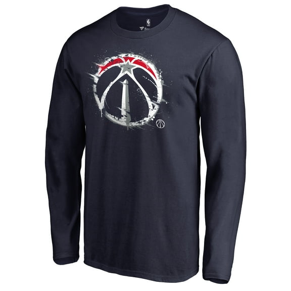 Men's Navy Washington Wizards Splatter Logo Long Sleeve T-Shirt