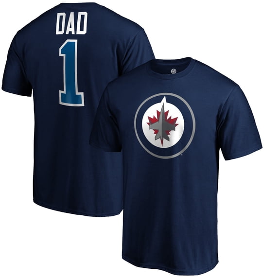 Men's Navy Winnipeg Jets #1 Dad T-Shirt