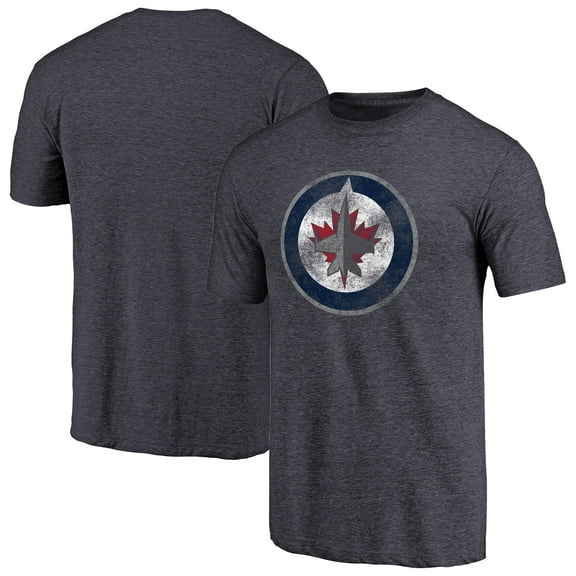 Men's Navy Winnipeg Jets Distressed Team Primary Logo Tri-Blend T-Shirt