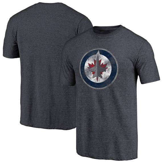 Men's Navy Winnipeg Jets Distressed Team Primary Logo Tri-Blend T-Shirt