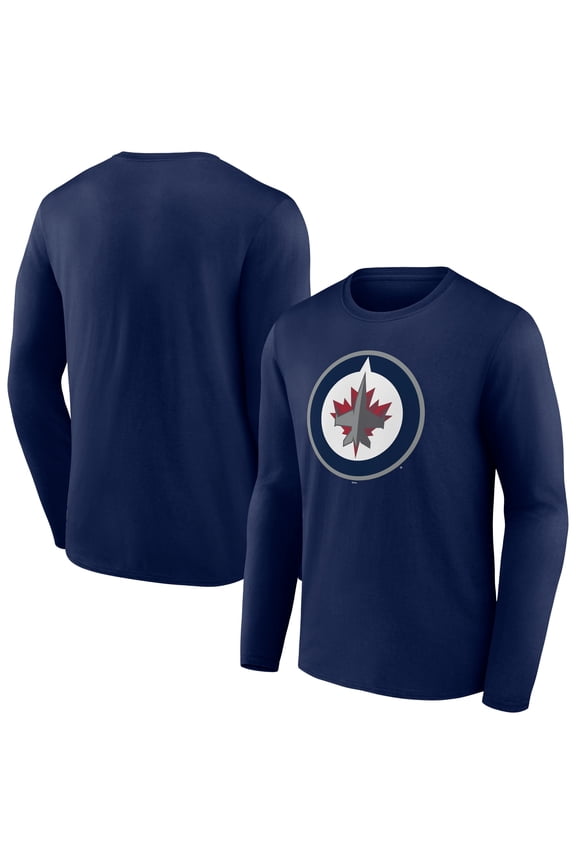 Men's Navy Winnipeg Jets Primary Logo Team Long Sleeve T-Shirt