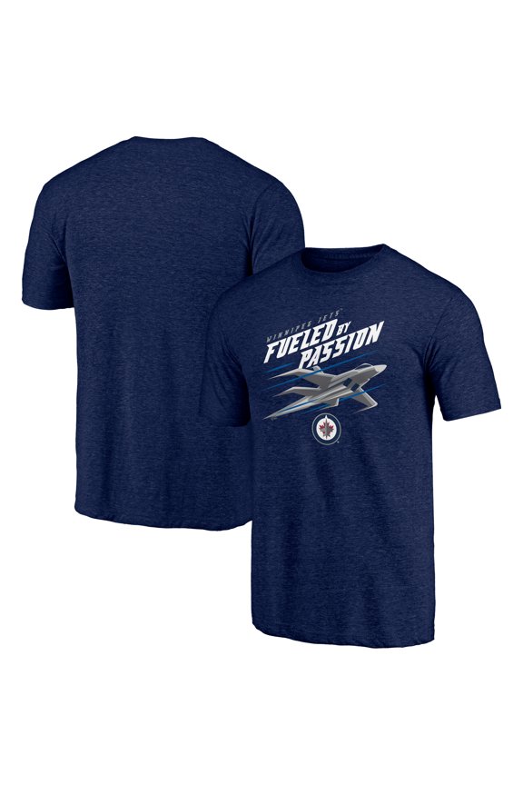 Men's Navy Winnipeg Jets Shoot to Score Tri-Blend T-Shirt