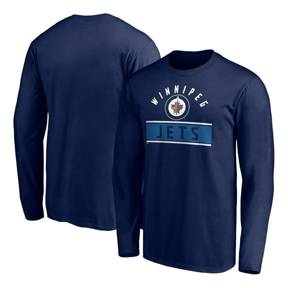Men's Navy Winnipeg Jets Team Arch Knockout Long Sleeve T-Shirt