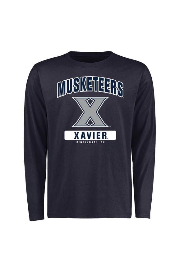 Men's Navy Xavier Musketeers Campus Icon Long Sleeve T-Shirt