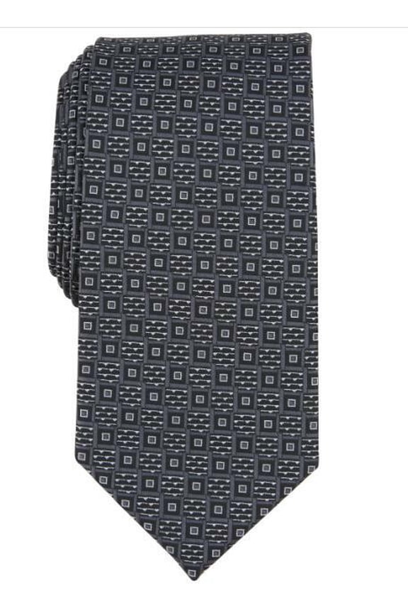 Mens Regular fit Tie Necktie One Size Black Neat Square