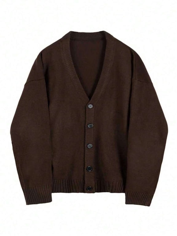 Men's Neck Front Long Sleeve Cardigan Casual Top for Winter