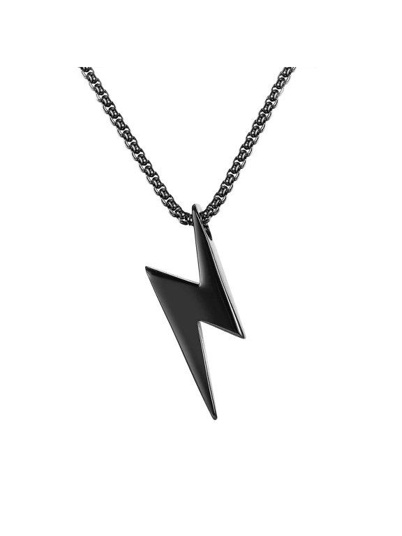 Men's Necklace With Pendant, Stainless Steel Necklace Chain Silver Lightning Gothic Biker Men's Accessories 55cm Ball Chain Steel Ball Chain Men's Lig