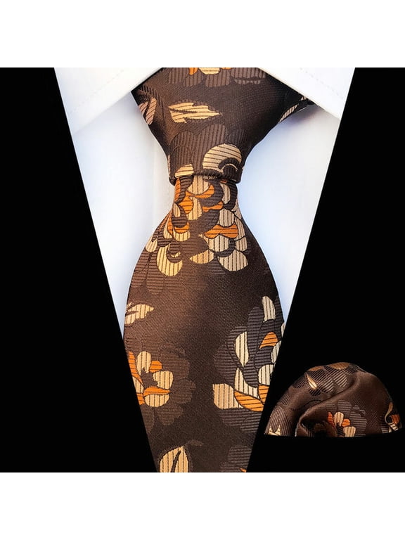 Men's Necktie Handkerchief High Grade Floral Paisley Tie Pocket Square Set