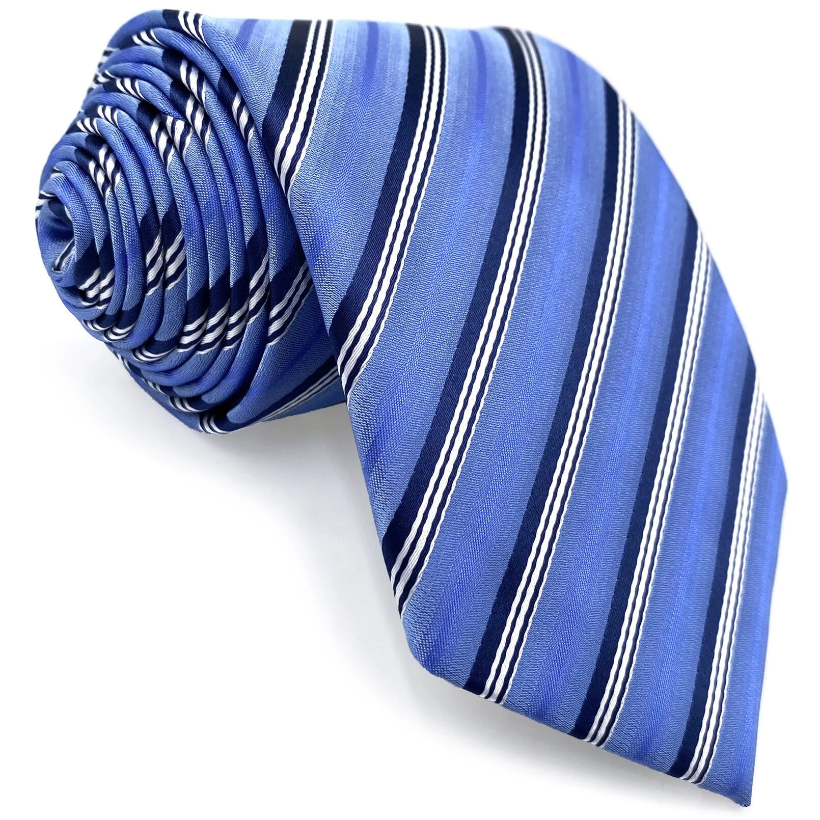 Men's Necktie Light Blue Azure Striped Tie Formal Classic Size 57.5"×3.