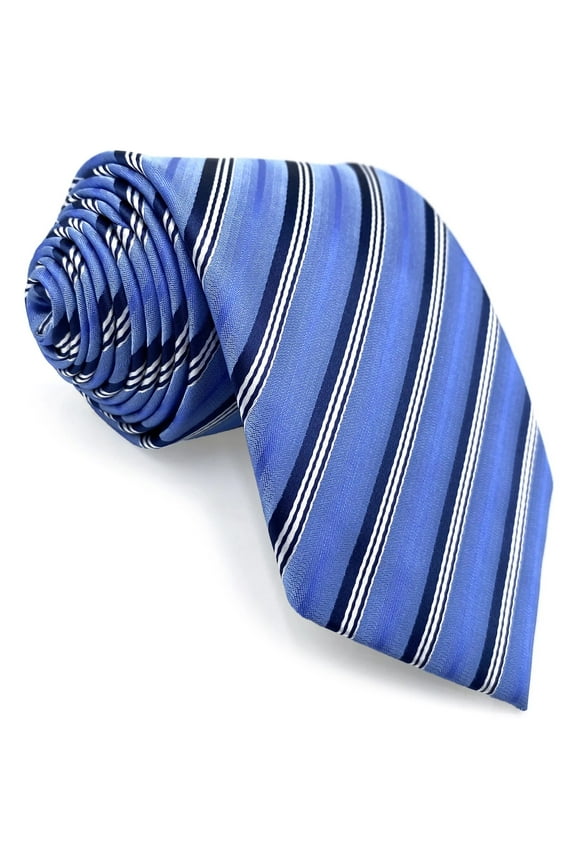 Men's Necktie Light Blue Azure Striped Tie Formal Classic Size 57.5"×3.15"
