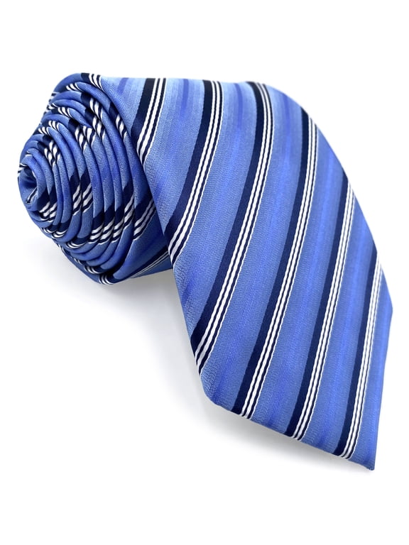 Men's Necktie Light Blue Azure Striped Tie Formal XL Extra Long 63"