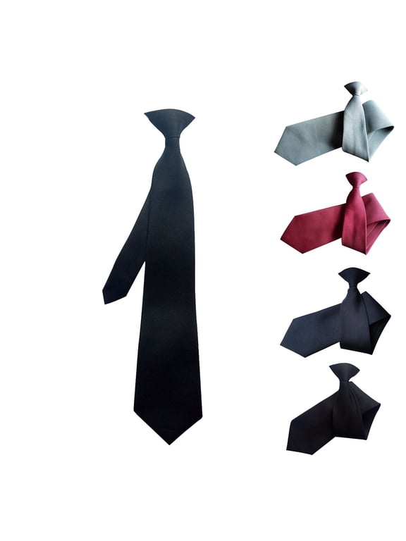 Men's Neckties Helii Under $5 Adjustable Pure Color Business Formal Neck Tie Easy Clip Closure Neckwear Grey Neckties for Occasion Wedding, Work, Party