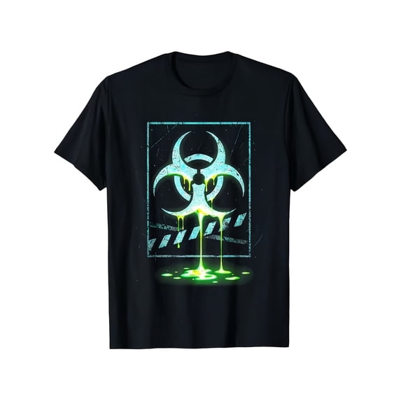 Men's Neon Glowing Biohazard Graphic T-Shirt