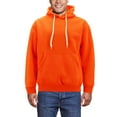 thumbnail image 1 of Men’s Neon High Visibility Sweater Pullover & Zipper Hoodie Fleece Sweatshirt (Neon Orange/White Drawstring Pullover, 6XL), 1 of 2