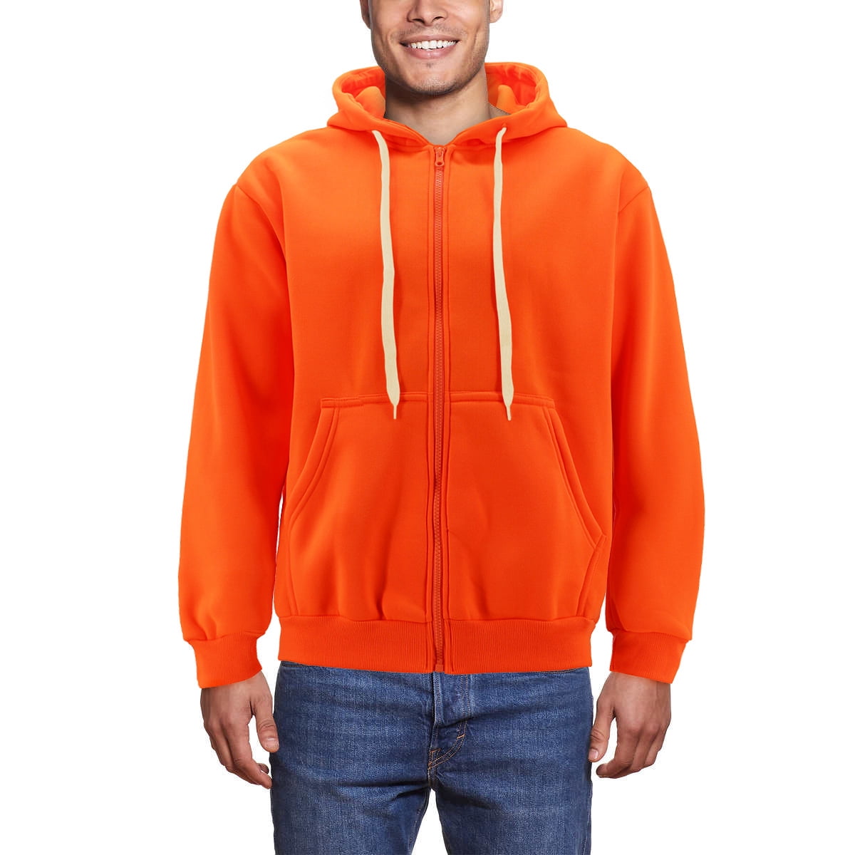 Jacket Fluorescent Orange Hoodie Zipper Neon Orange Hoodie