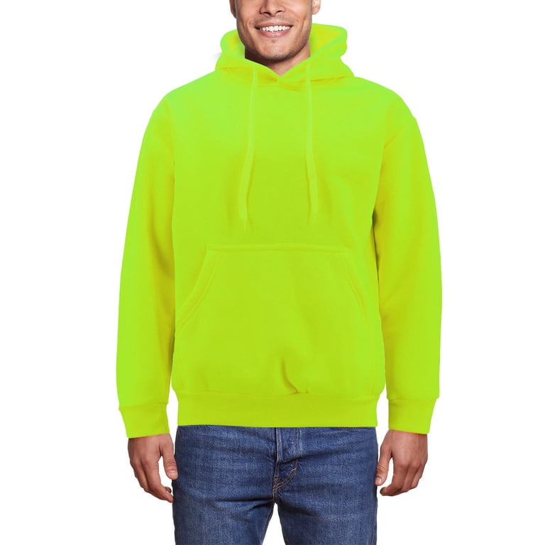 Men's Neon High Visibility Sweater Pullover & Zipper Hoodie Fleece