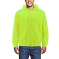 thumbnail image 1 of Men’s Neon High Visibility Sweater Pullover & Zipper Hoodie Fleece Sweatshirt (Neon Yellow Zip Up, L), 1 of 3