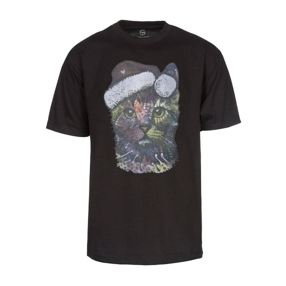 Men's Neon Kitty Santa Claus Short-Sleeve T-Shirt - Black - X-Large