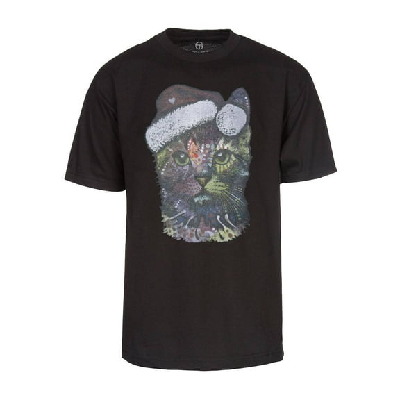 Men's Neon Kitty Santa Claus Short-Sleeve T-Shirt - Black -