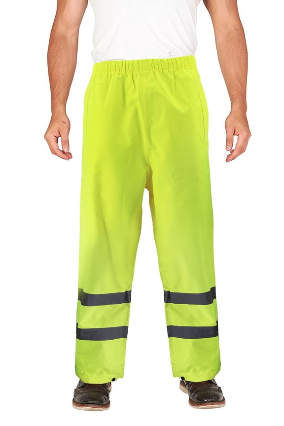 Men's Neon Reflective High Visibility Water Resistant Safety Work Pants (L)
