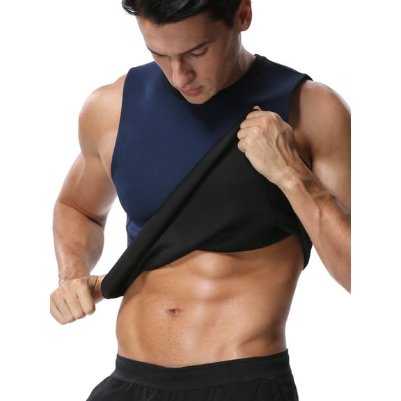 Men's Neoprene Body Shaper Hot Sweat Vest Tank Top Slimming Weight Loss Workout Tummy Fat Burner Purplish Blue
