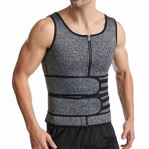 Men's Neoprene Body Shaper Vest - Double-Breasted Compression Tank Top for Torso Trimmer