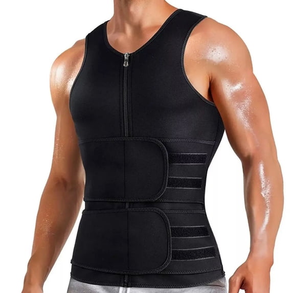 Men's Neoprene Body Shaper Vest - Double-Breasted Compression Tank Top for Torso Trimmer
