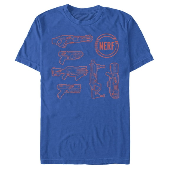 Men's Nerf Favorite Blaster Outline Graphic Tee Royal Blue 2X Large